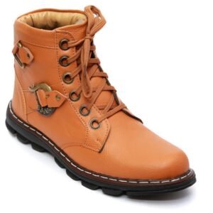 Buckle Lace-Up Boot, Tan