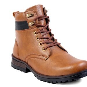 Two-Tone Lace-Up Boot, Tan