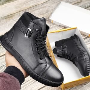 High-Top Zip Boot, Black